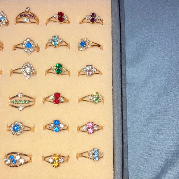 Gold and Multicolor Birthstone Rings Set - Picture 4 of 5